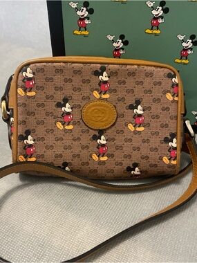 Gucci X Disney Mickey Mouse Crossbody Bag Authentic GG Coated Canvas Preowned